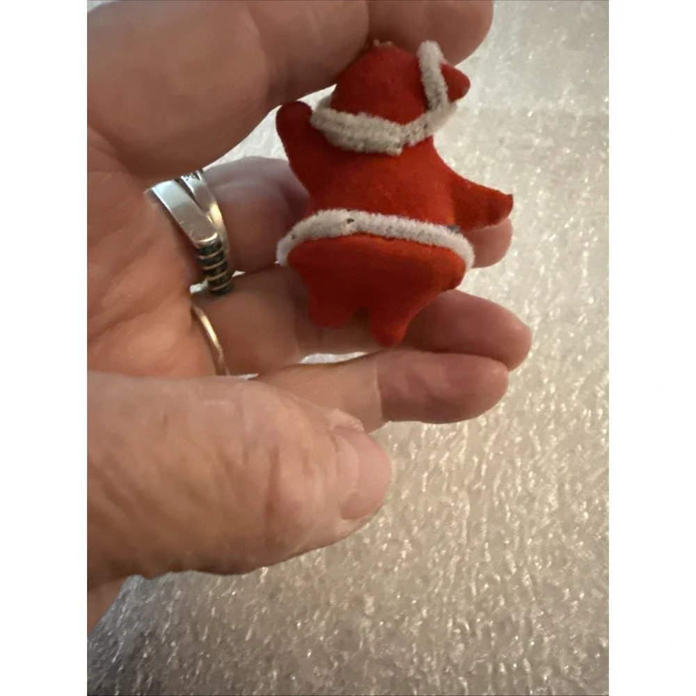 Vintage Santa Claus Red Flocked Christmas Ornament Kitschy